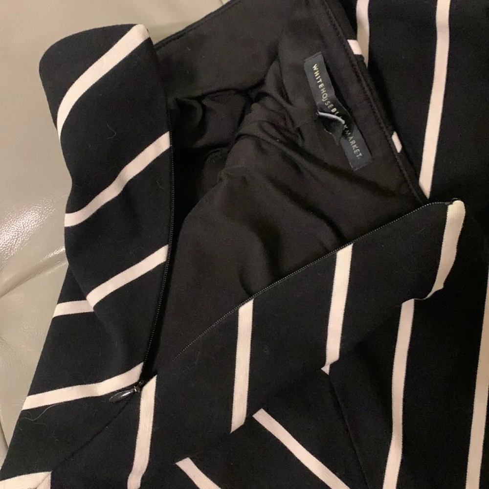White House and black market Chevron Striped A-Line Ponte Midi Skirt